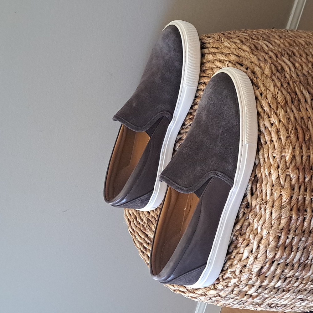 UNTUCKit Mens Brown Suede/Leather Slip-On Loafer Sneakers White Soles‎ S-10.5